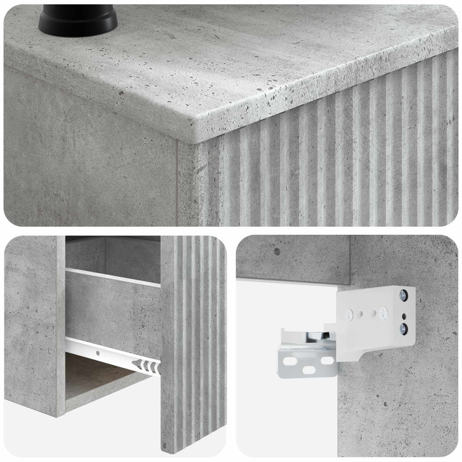 Ensemble d'armoire de salle de bain 3 pc Gris béton