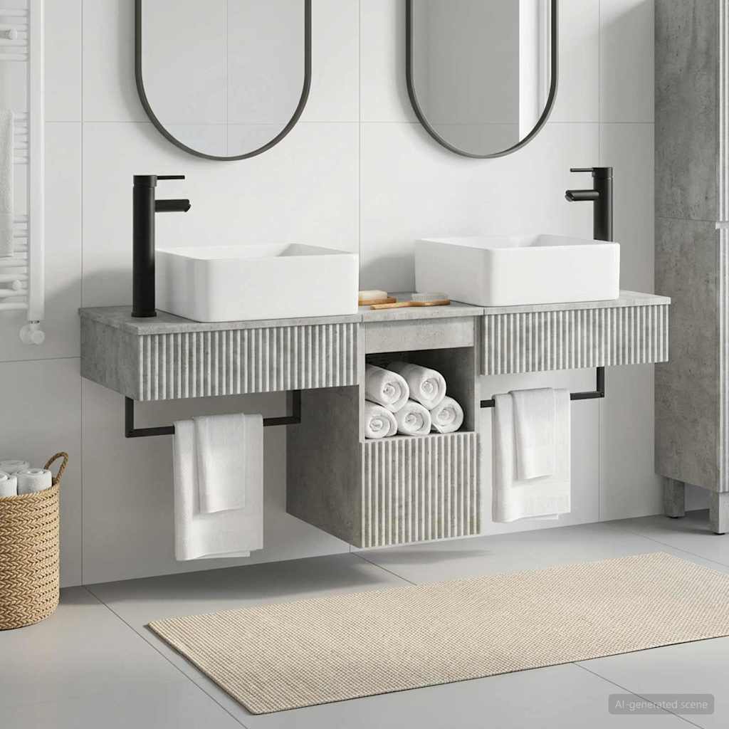 Ensemble d'armoire de salle de bain 3 pc Gris béton