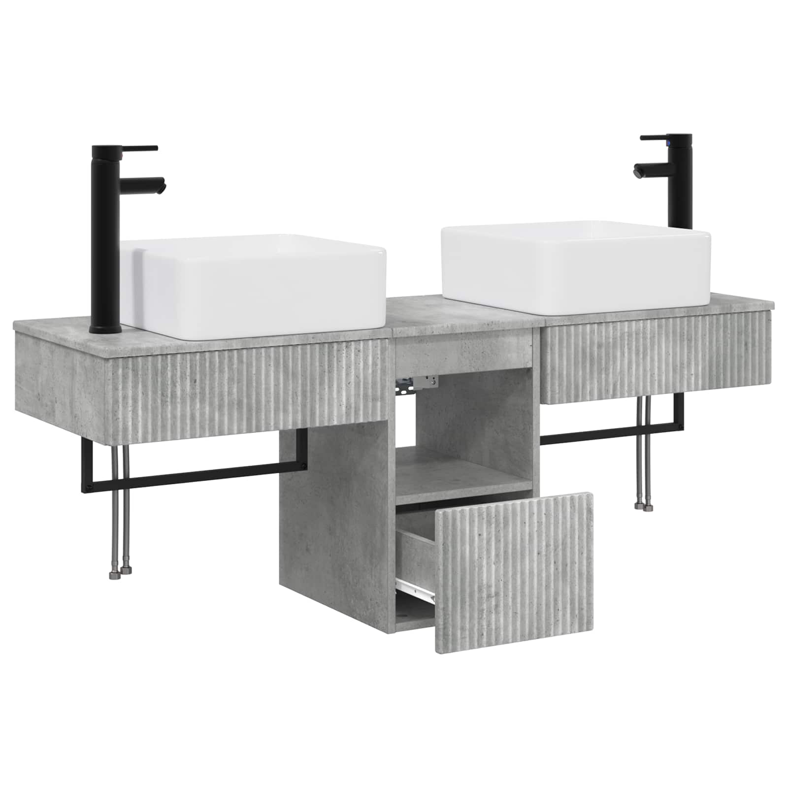 Ensemble d'armoire de salle de bain 3 pc Gris béton