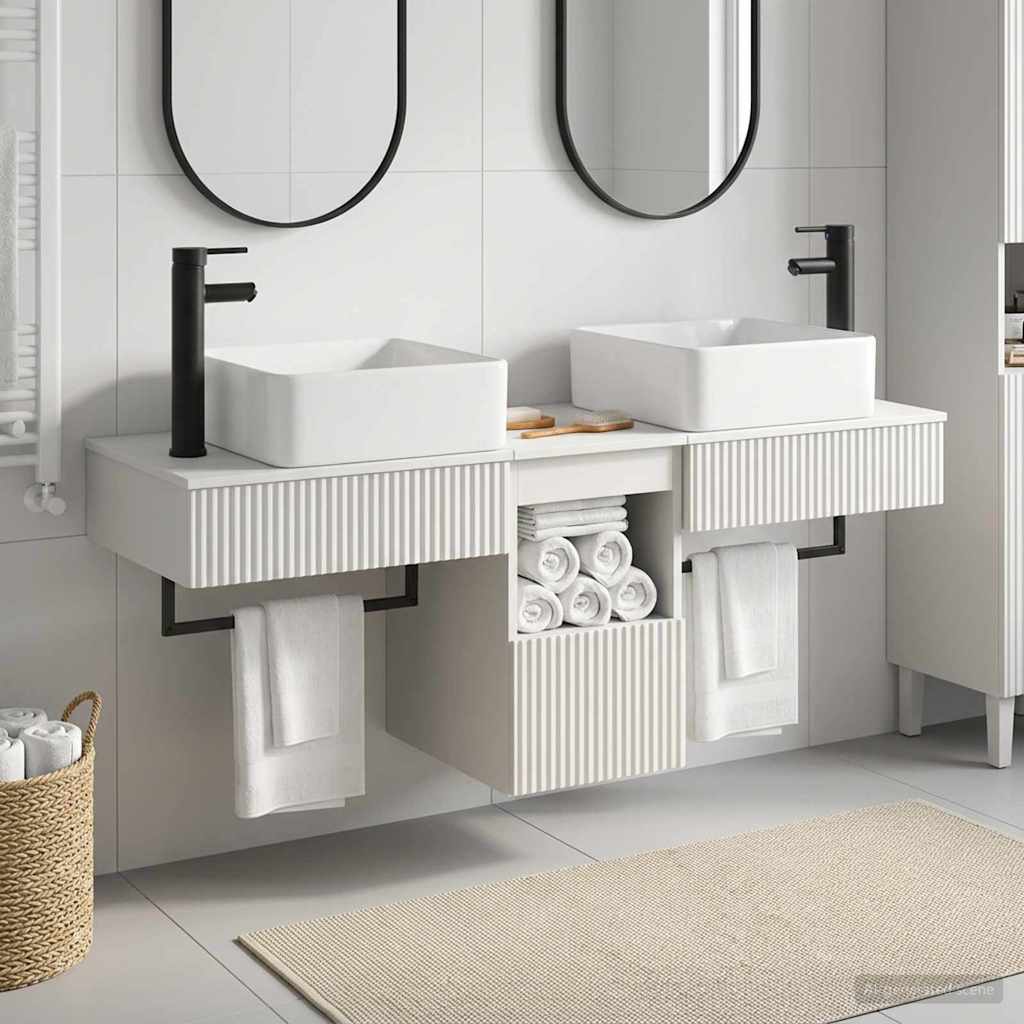 Ensemble d'armoire de salle de bain 3 pc Blanc brillant
