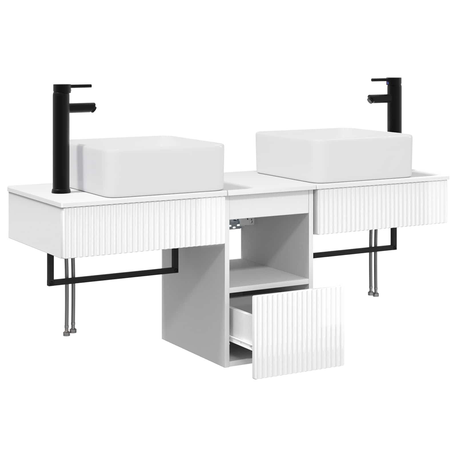 Ensemble d'armoire de salle de bain 3 pc Blanc brillant