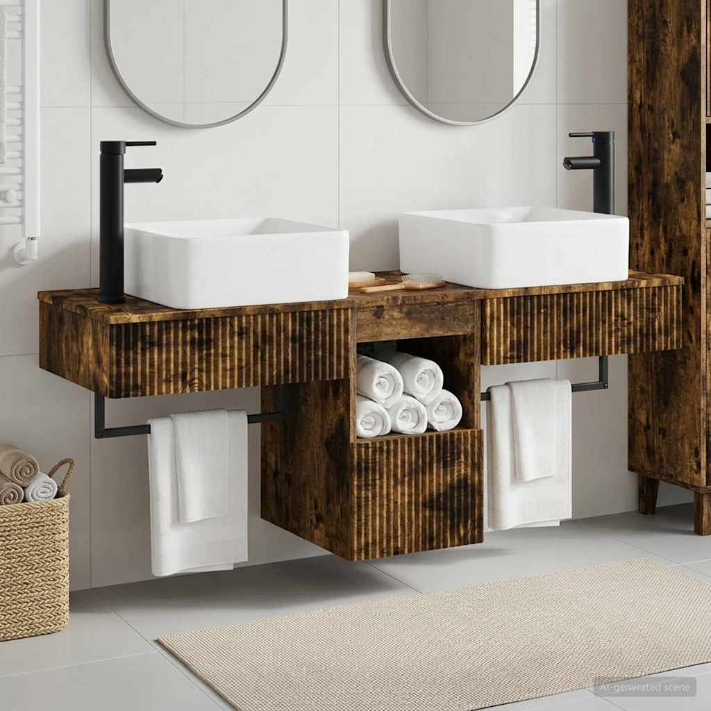 Ensemble d'armoire de salle de bain 3 pc Chêne fumé
