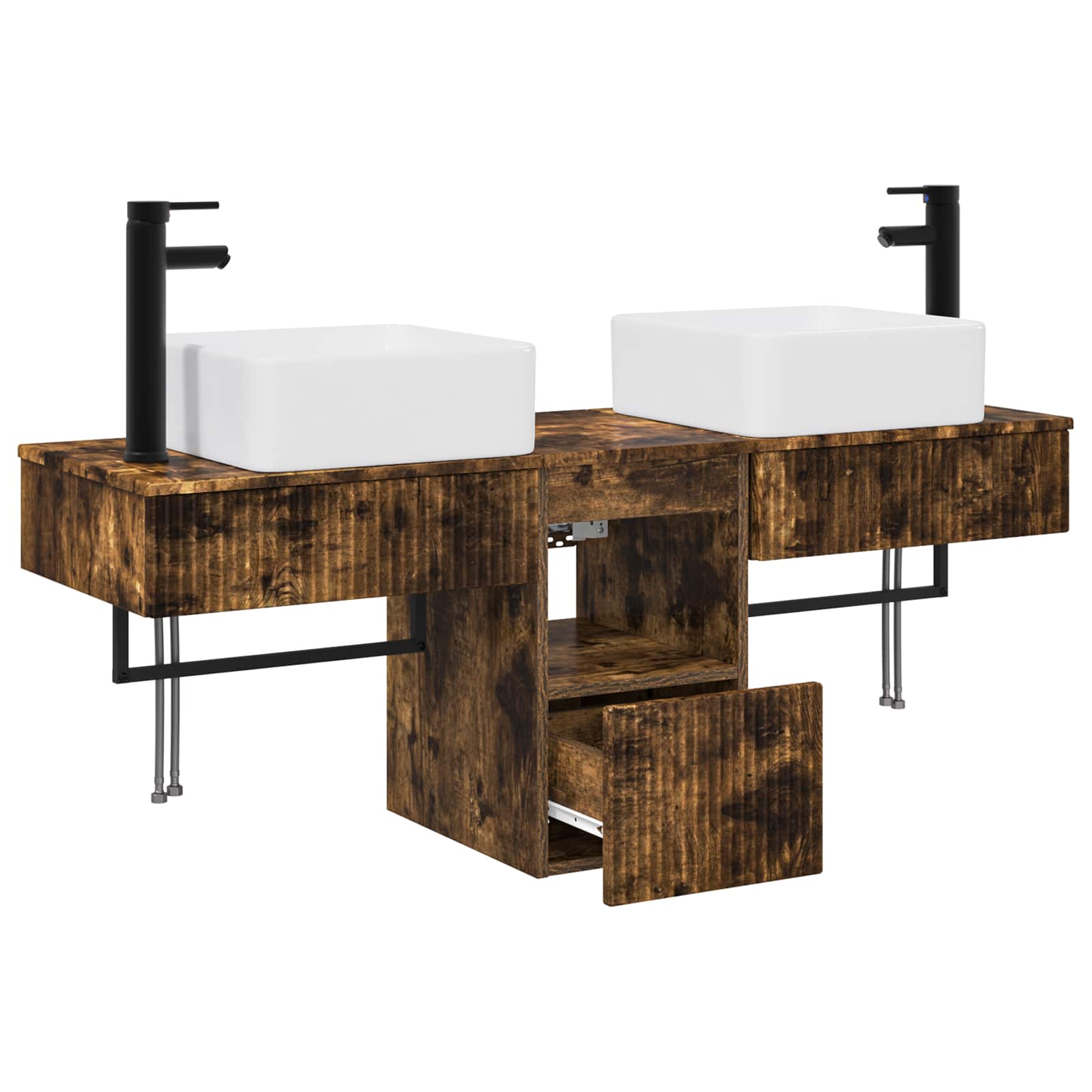 Ensemble d'armoire de salle de bain 3 pc Chêne fumé