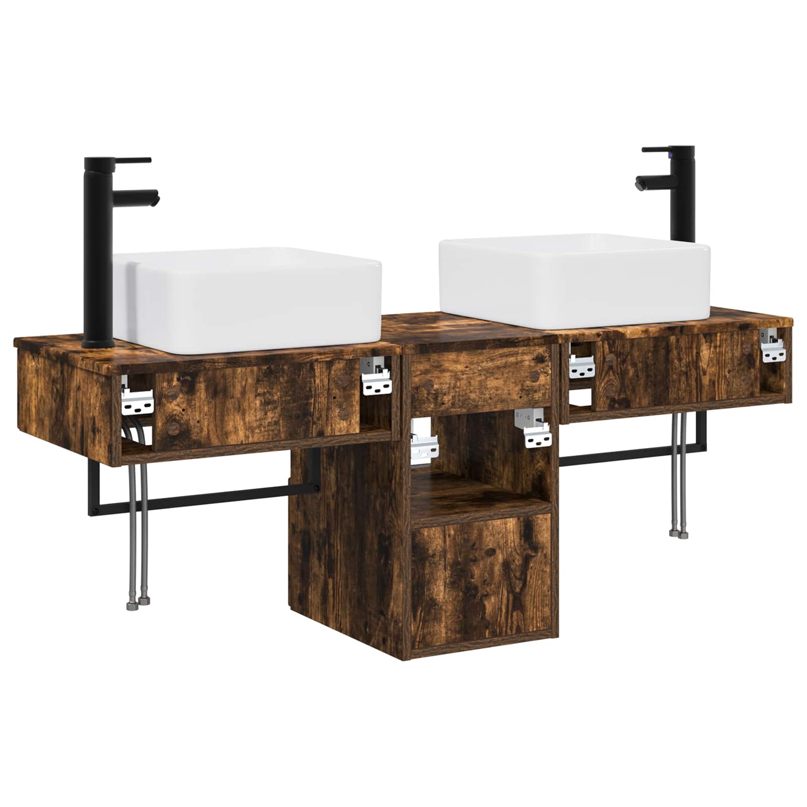 Ensemble d'armoire de salle de bain 3 pc Chêne fumé