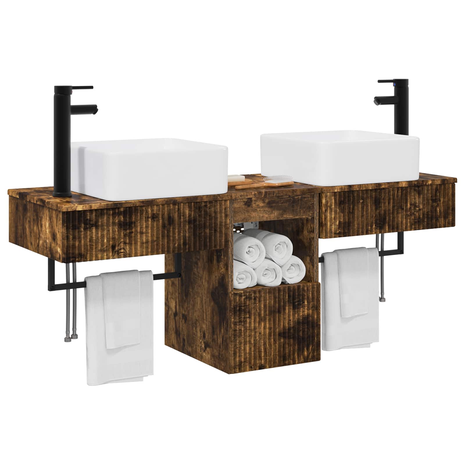 Ensemble d'armoire de salle de bain 3 pc Chêne fumé