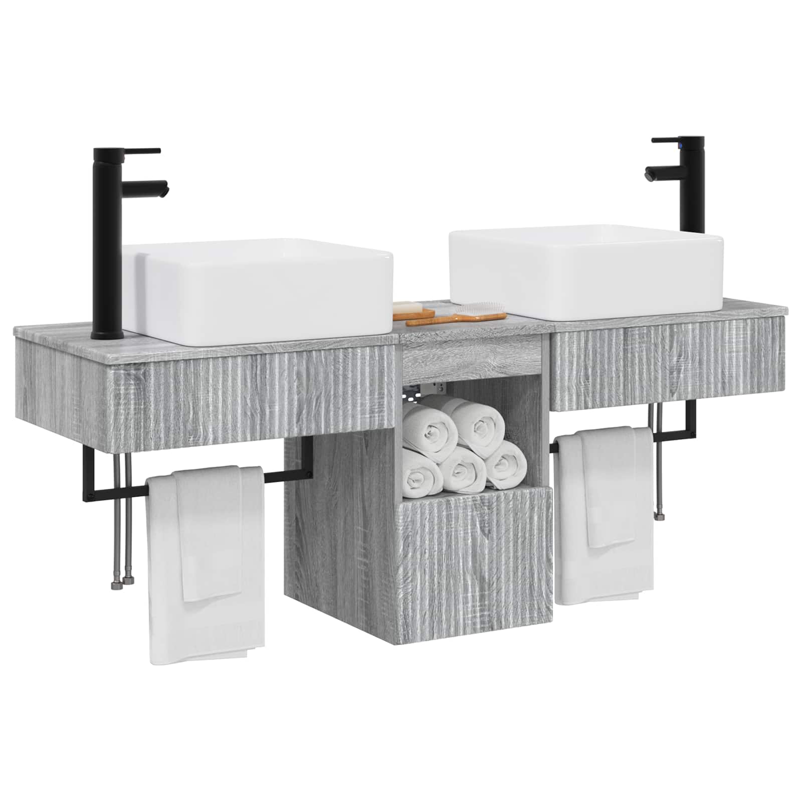 Ensemble d'armoire de salle de bain 3 pc Sonoma gris