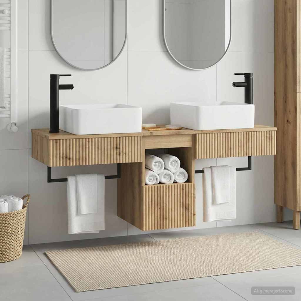 Ensemble d'armoire de salle de bain 3 pc Chêne artisanal
