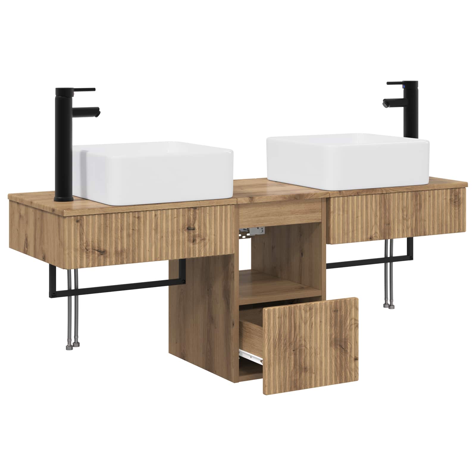 Ensemble d'armoire de salle de bain 3 pc Chêne artisanal