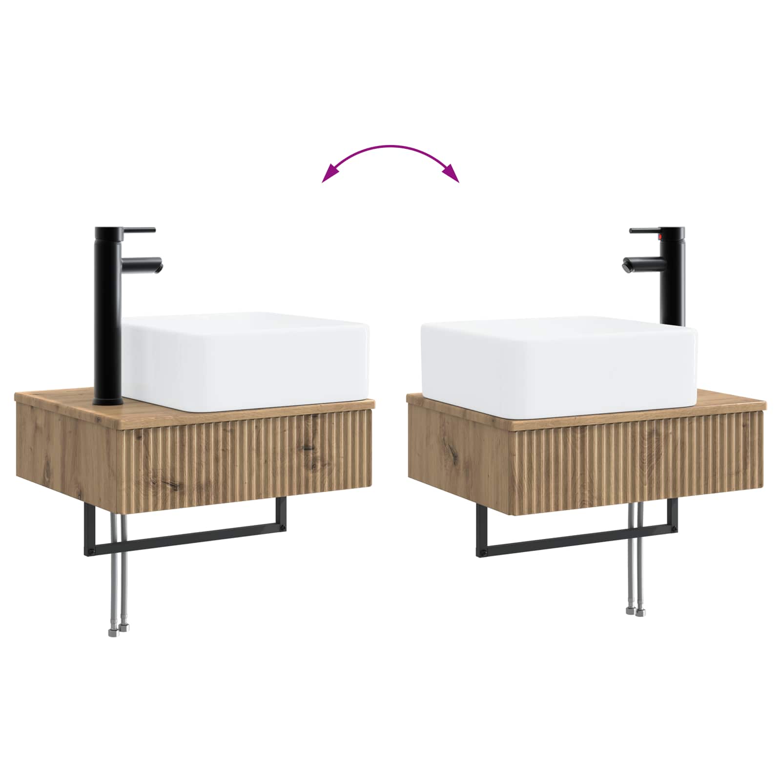 Ensemble d'armoire de salle de bain 3 pc Chêne artisanal
