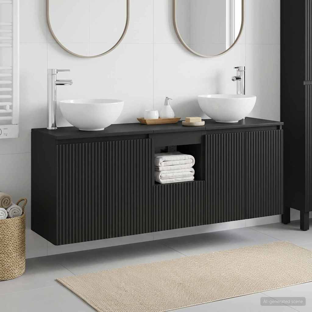 Ensemble d'armoire de salle de bain 3 pc Noir 49,5 x 35 x 63 cm