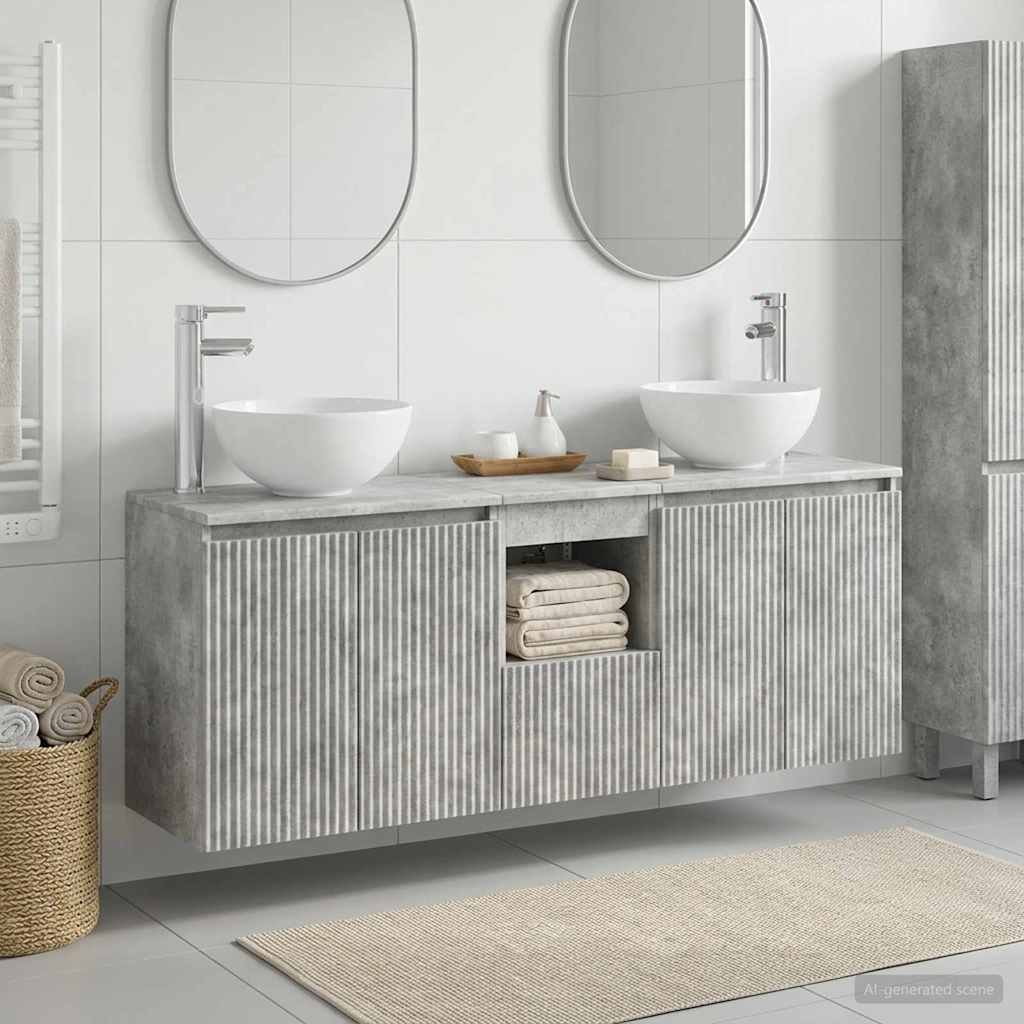Ensemble d'armoire de salle de bain 3 pc Gris béton