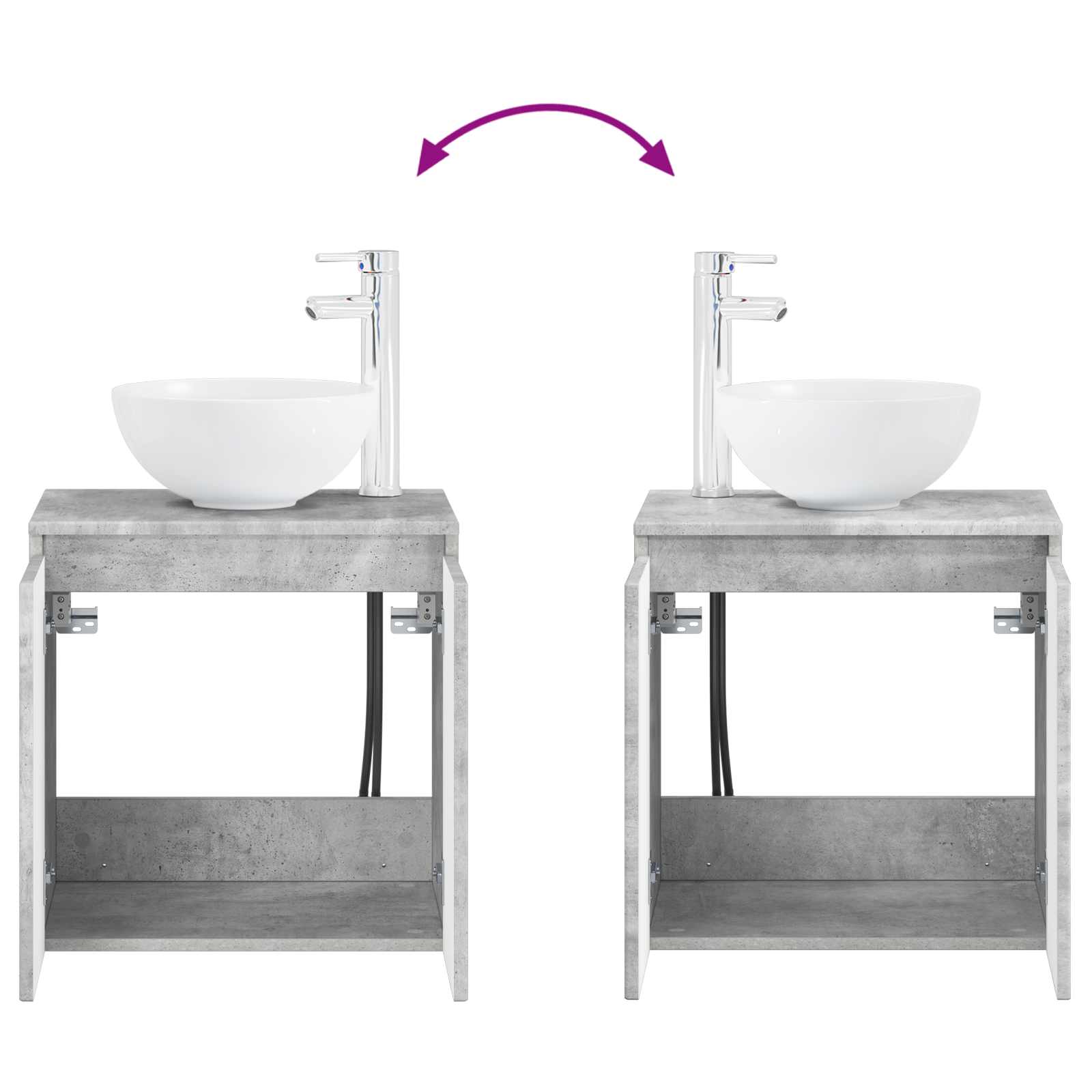 Ensemble d'armoire de salle de bain 3 pc Gris béton
