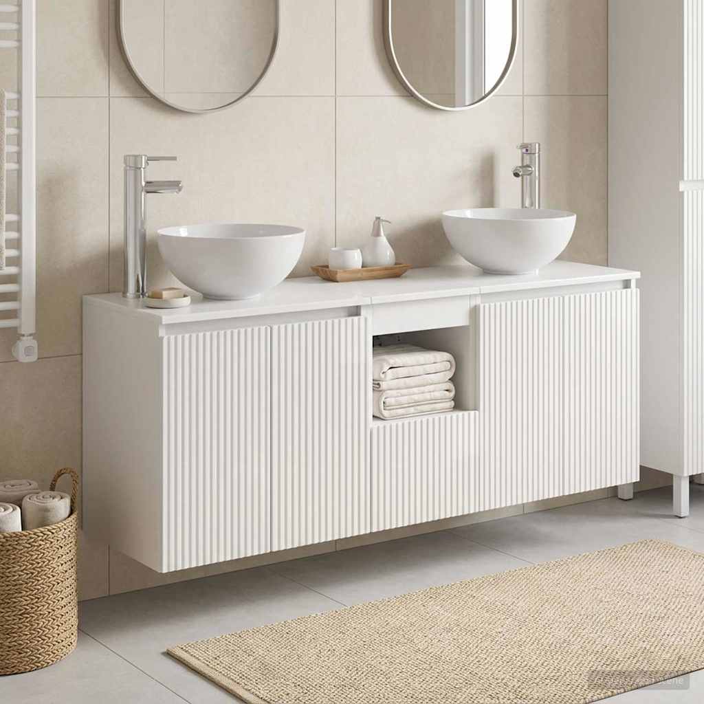 Ensemble d'armoire de salle de bain 3 pc Blanc brillant