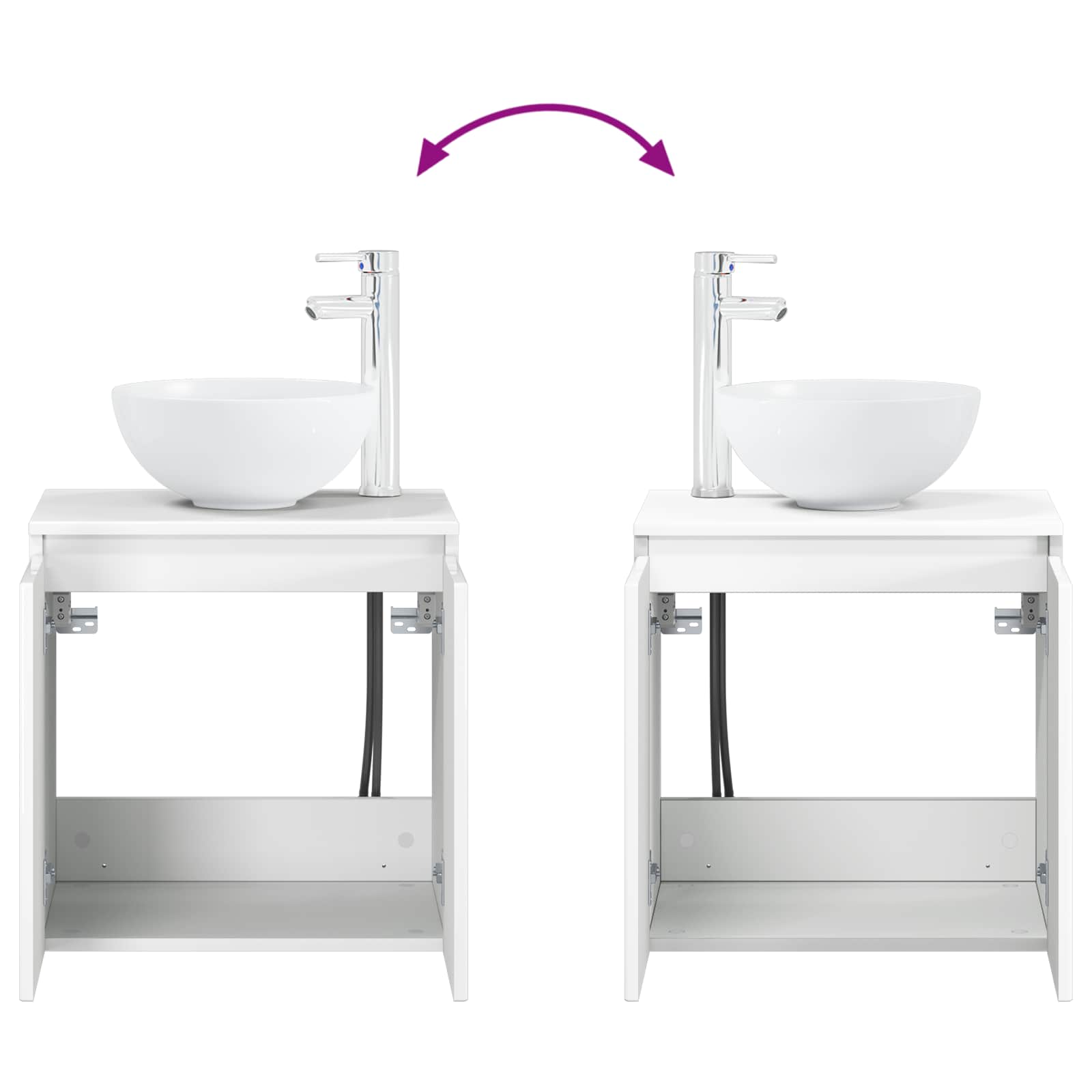 Ensemble d'armoire de salle de bain 3 pc Blanc brillant