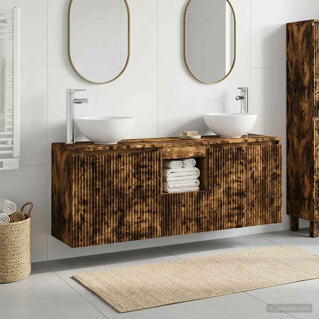Ensemble d'armoire de salle de bain 3 pc Chêne fumé