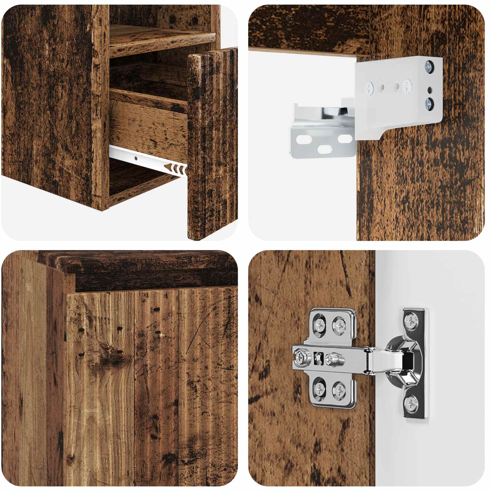 Ensemble d'armoire de salle de bain 3 pc Bois ancien
