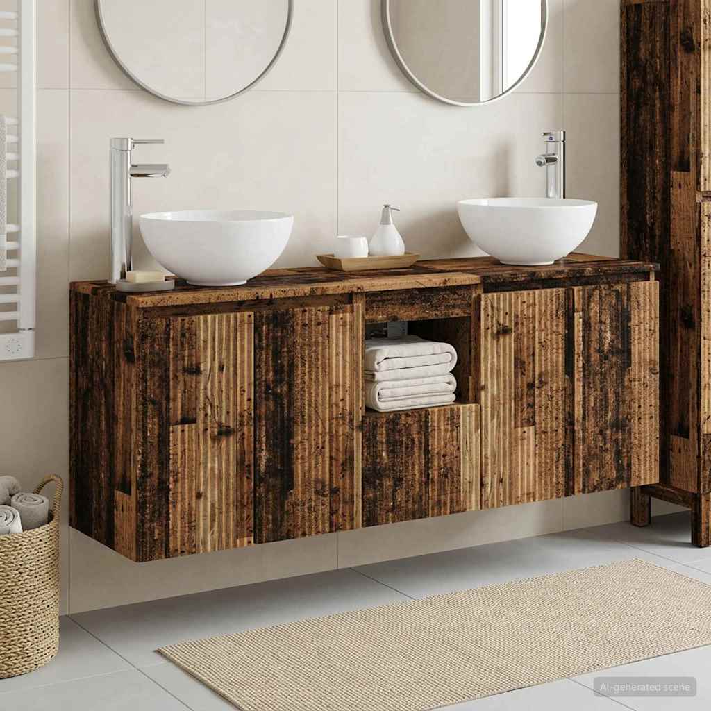 Ensemble d'armoire de salle de bain 3 pc Bois ancien