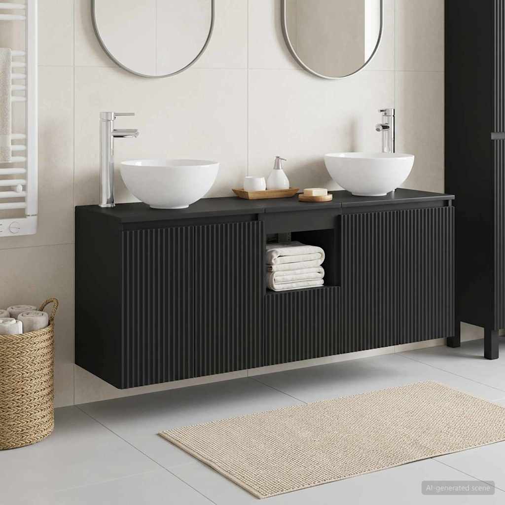 Ensemble d'armoire de salle de bain 3 pc Noir