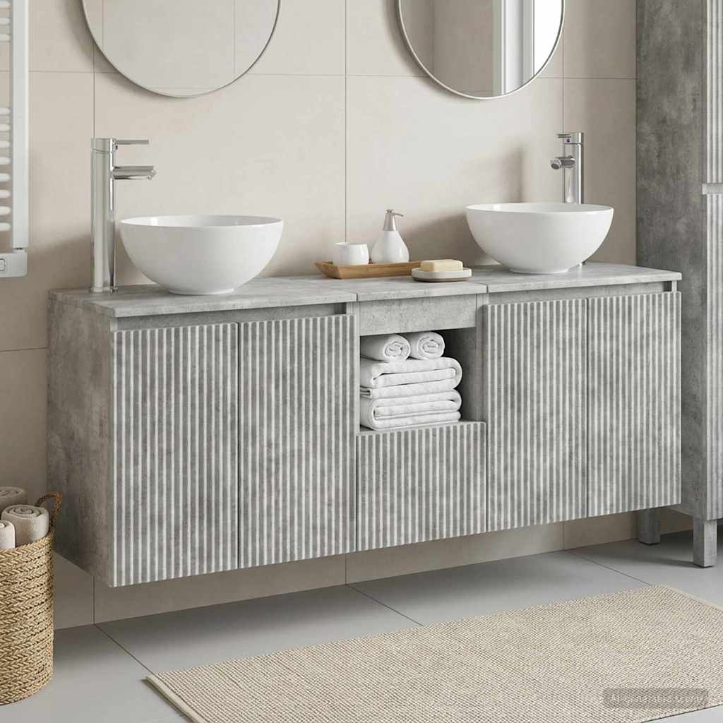 Ensemble d'armoire de salle de bain 3 pc Gris béton