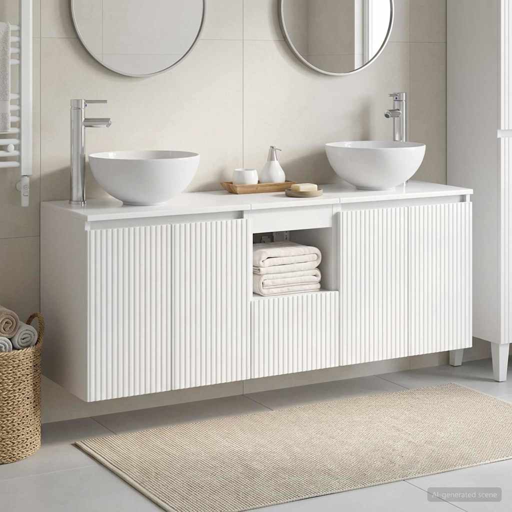 Ensemble d'armoire de salle de bain 3 pc Blanc brillant