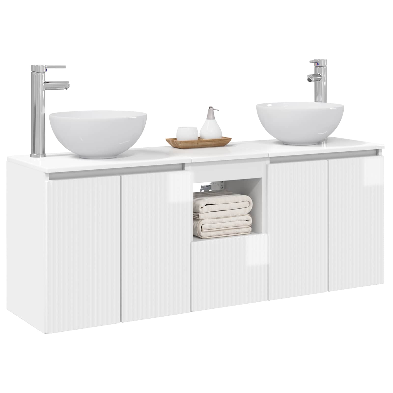 Ensemble d'armoire de salle de bain 3 pc Blanc brillant