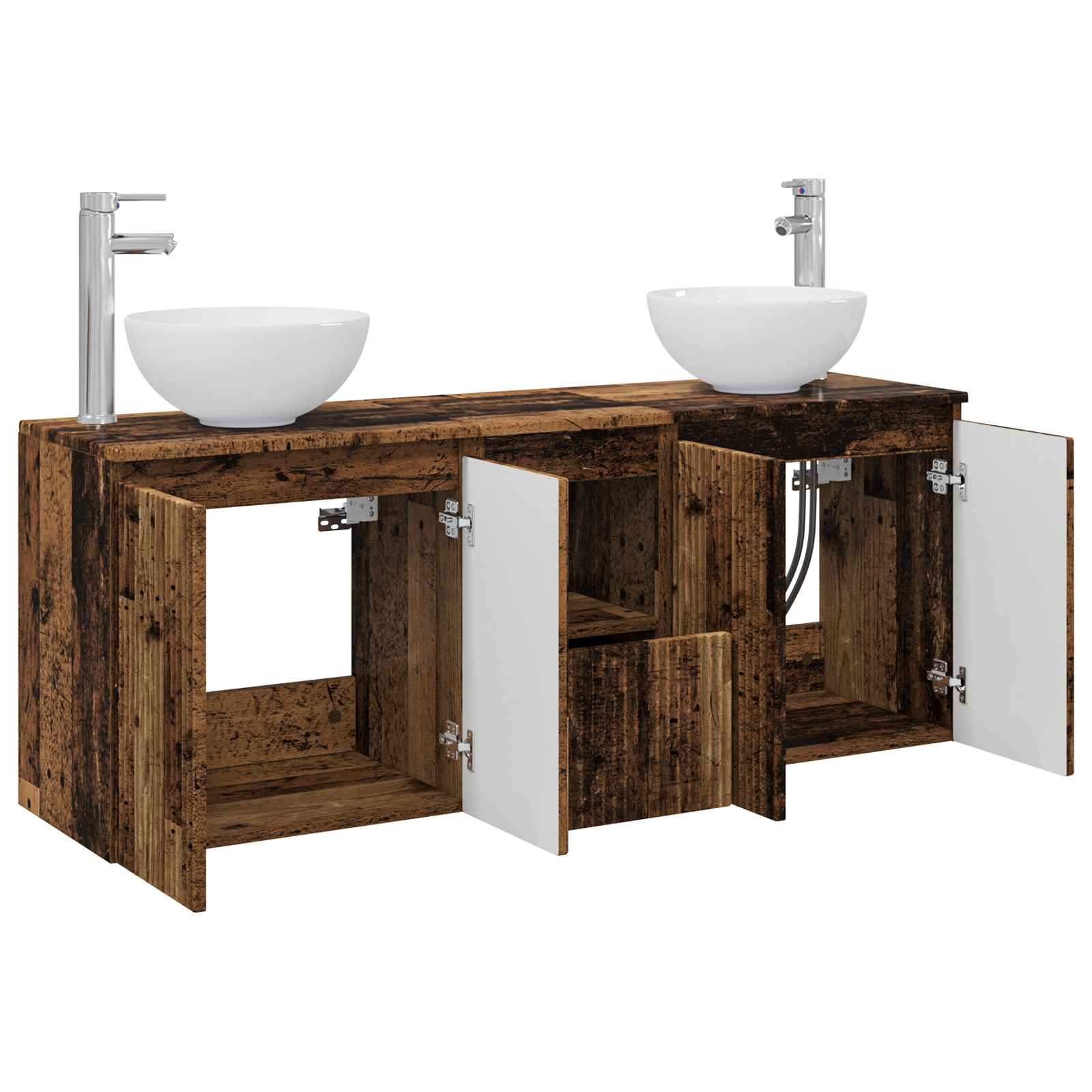 Ensemble d'armoire de salle de bain 3 pc Bois ancien