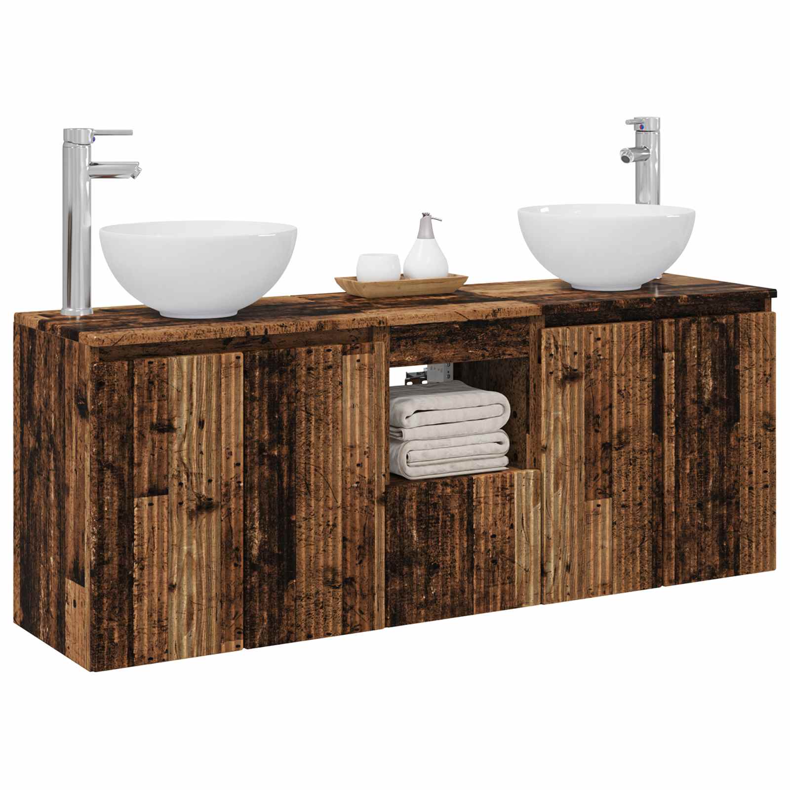Ensemble d'armoire de salle de bain 3 pc Bois ancien