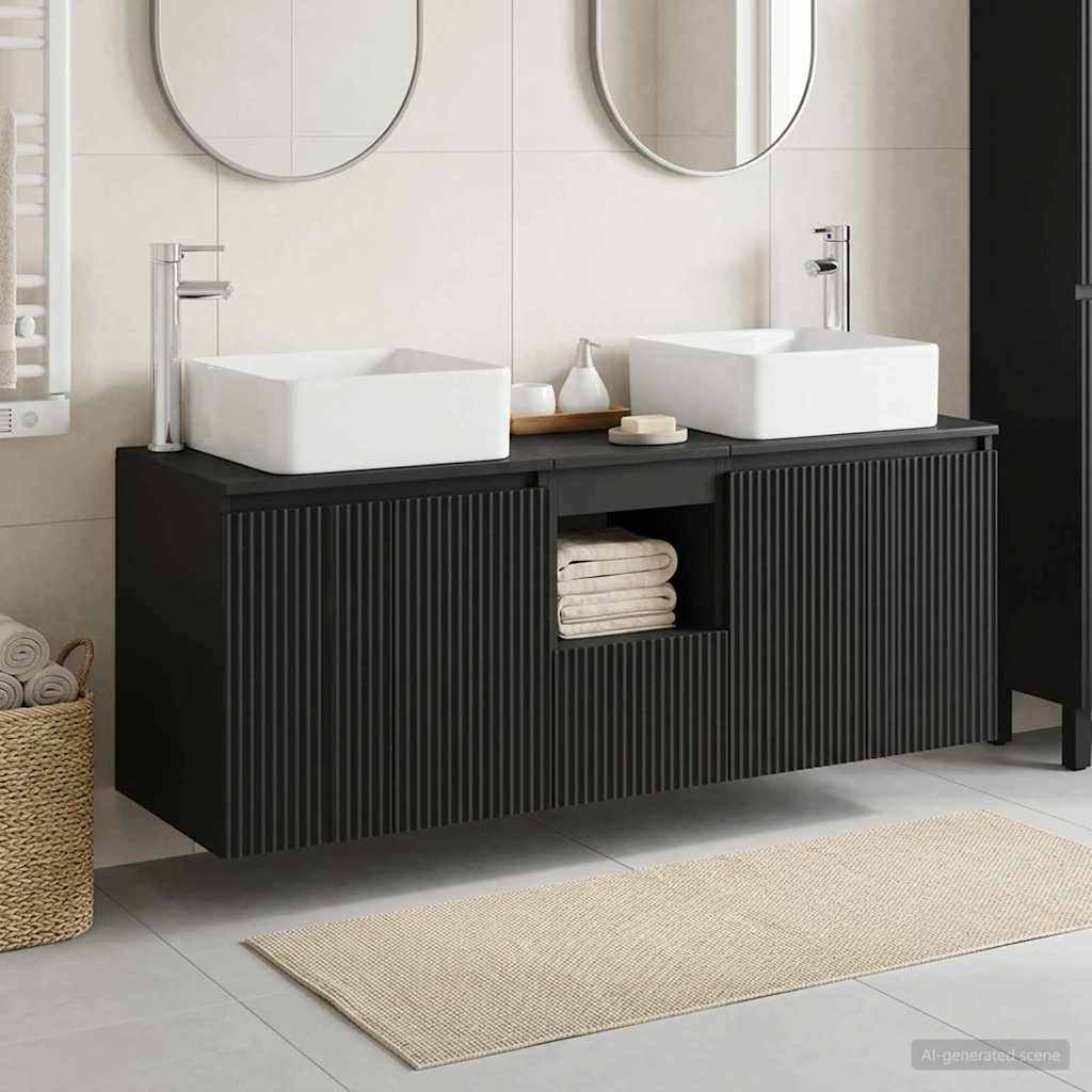 Ensemble d'armoire de salle de bain 3 pc Noir 49,5 x 41 x 63 cm