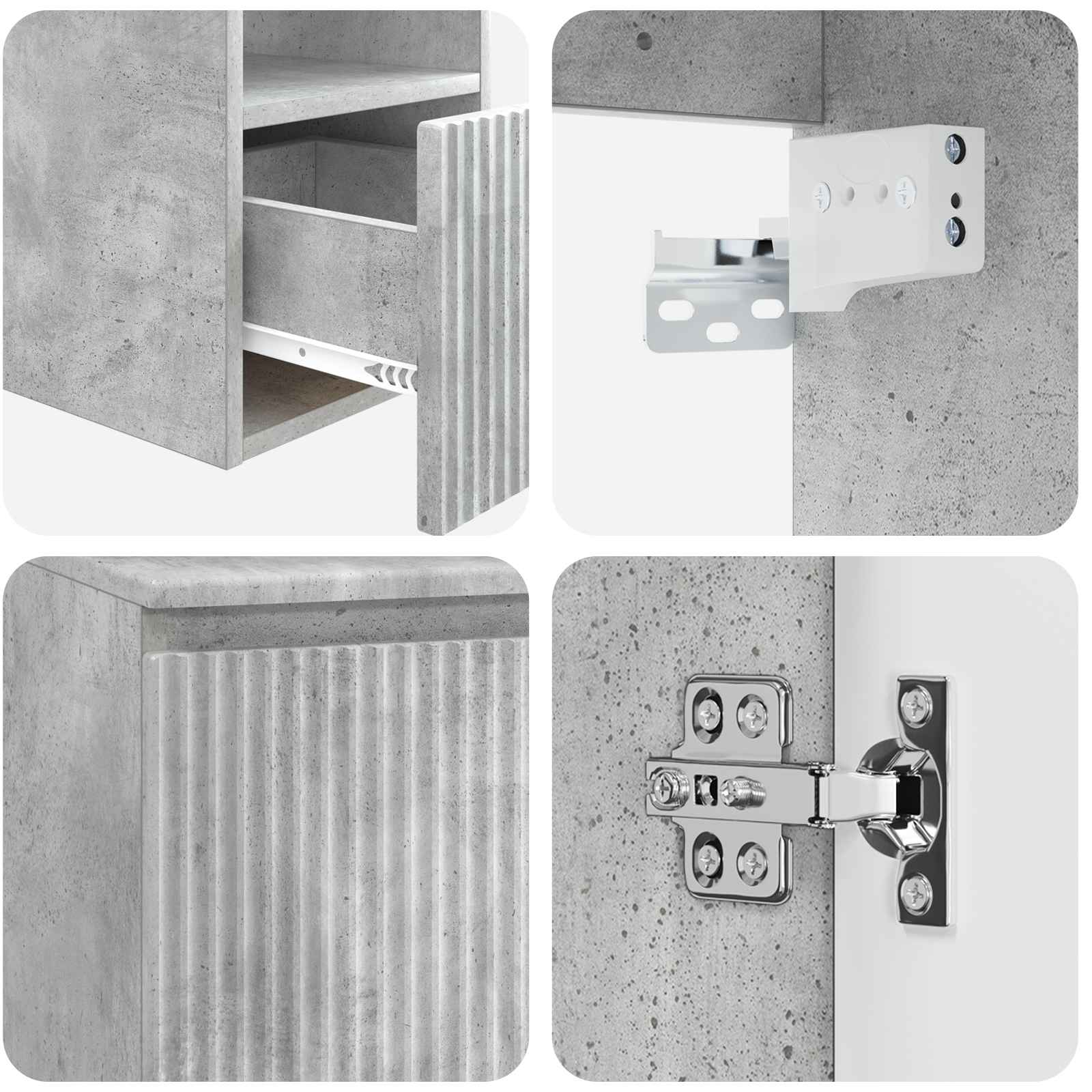Ensemble d'armoire de salle de bain 3 pc Gris béton