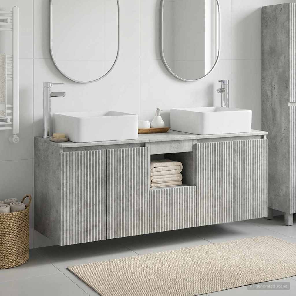 Ensemble d'armoire de salle de bain 3 pc Gris béton