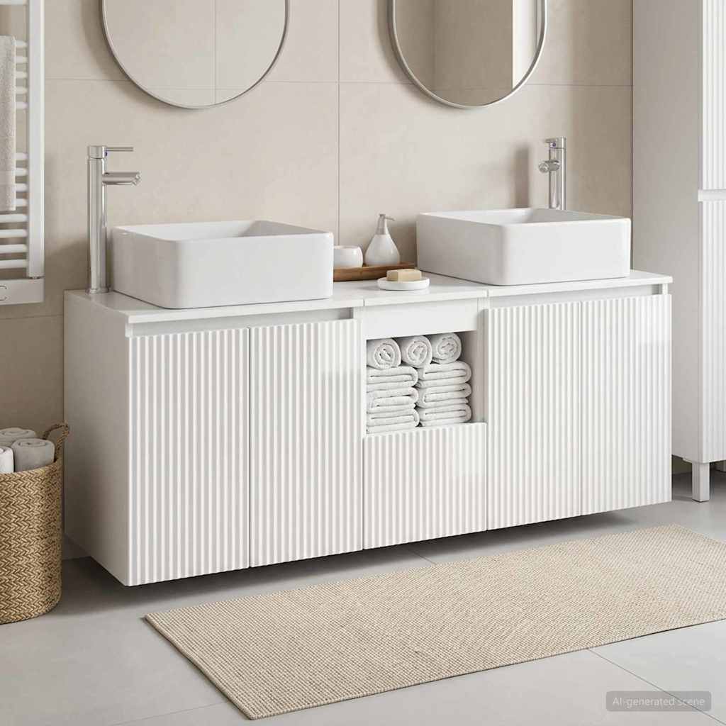 Ensemble d'armoire de salle de bain 3 pc Blanc brillant