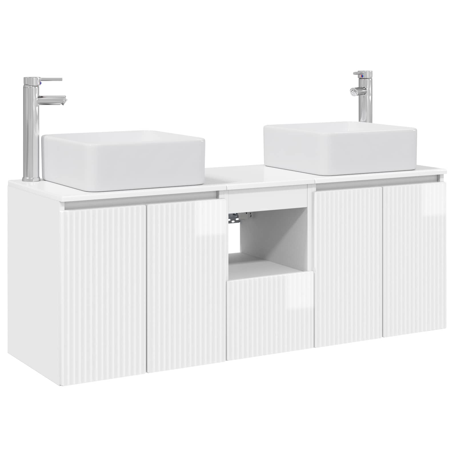 Ensemble d'armoire de salle de bain 3 pc Blanc brillant