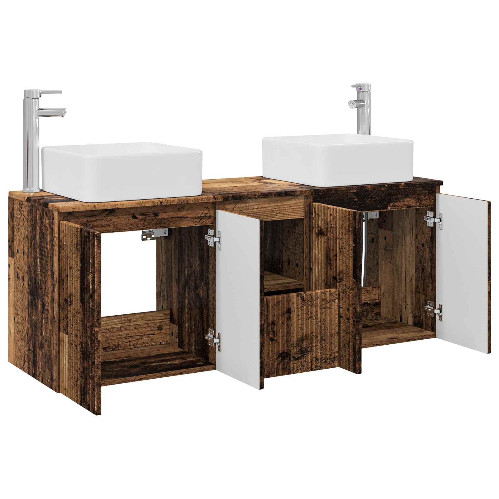 Ensemble d'armoire de salle de bain 3 pc Bois ancien