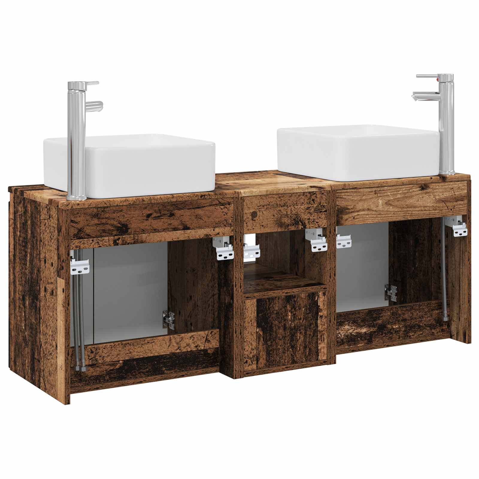 Ensemble d'armoire de salle de bain 3 pc Bois ancien