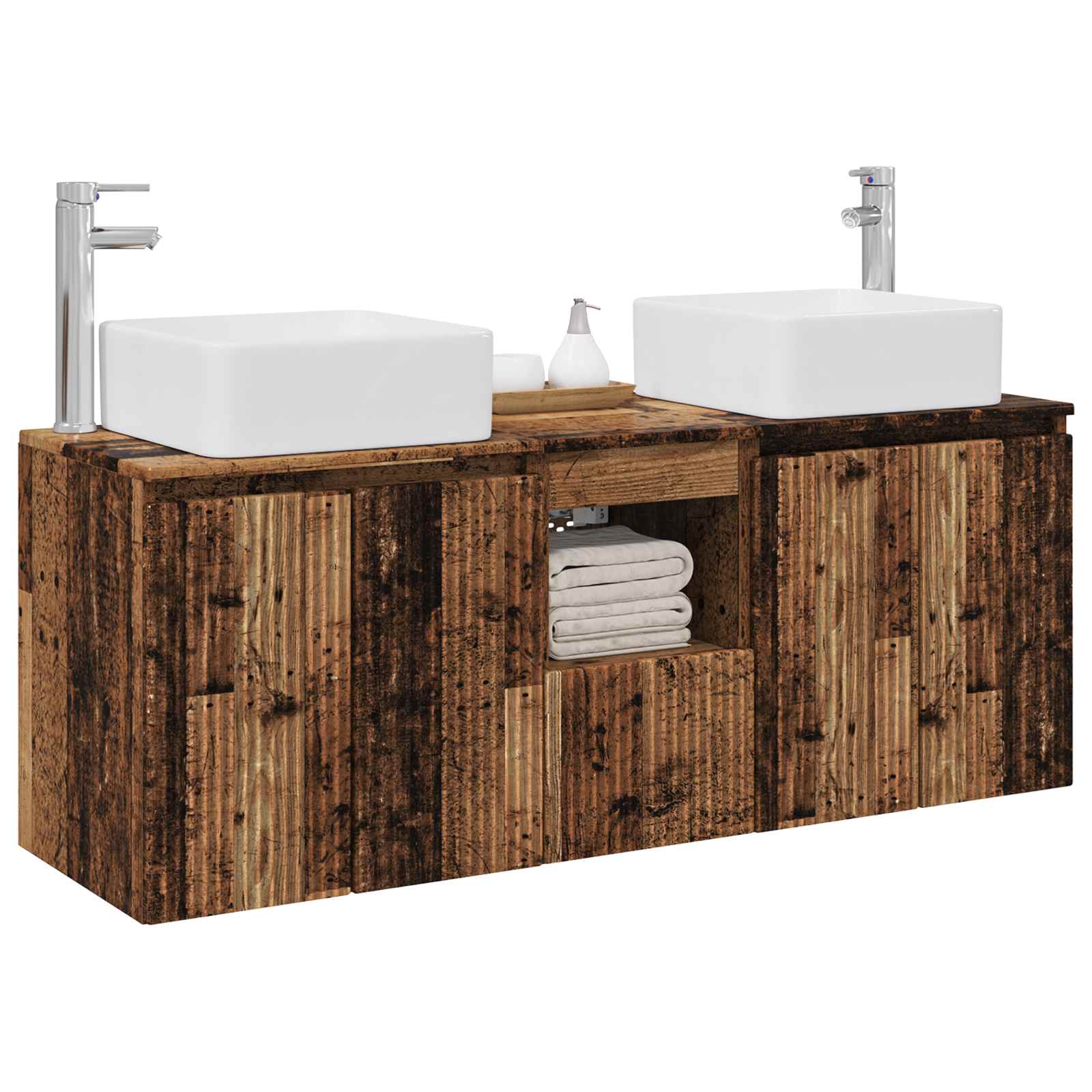 Ensemble d'armoire de salle de bain 3 pc Bois ancien