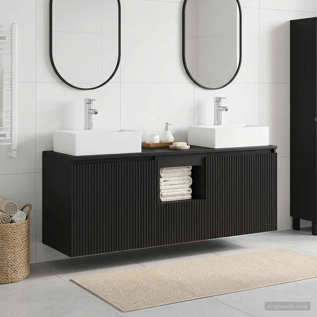Ensemble d'armoire de salle de bain 3 pc Noir