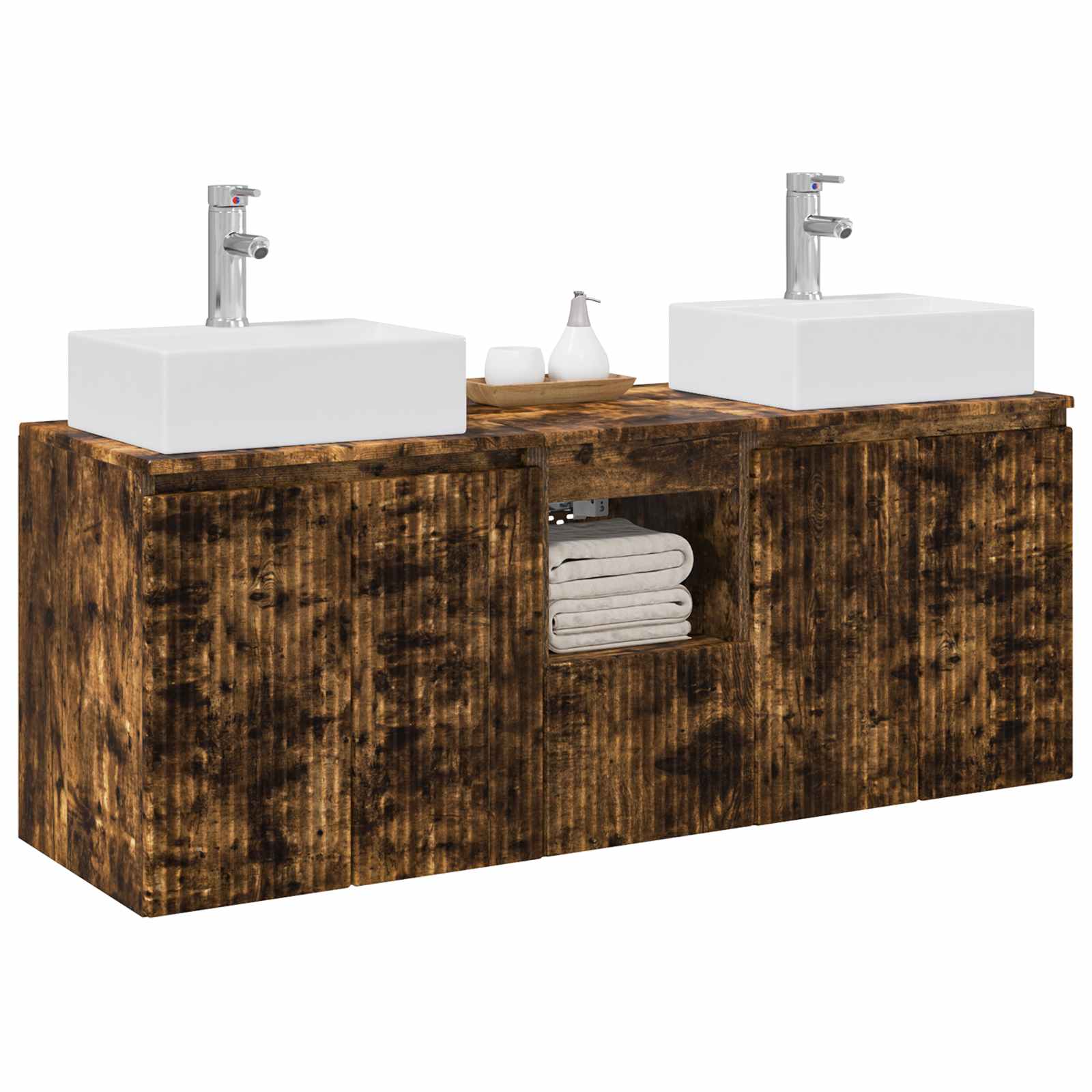Ensemble d'armoire de salle de bain 3 pc Chêne fumé