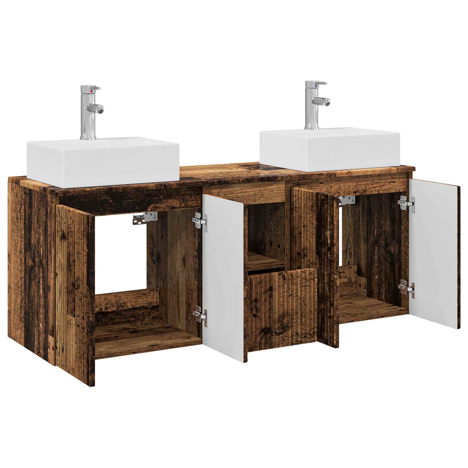 Ensemble d'armoire de salle de bain 3 pc Bois ancien