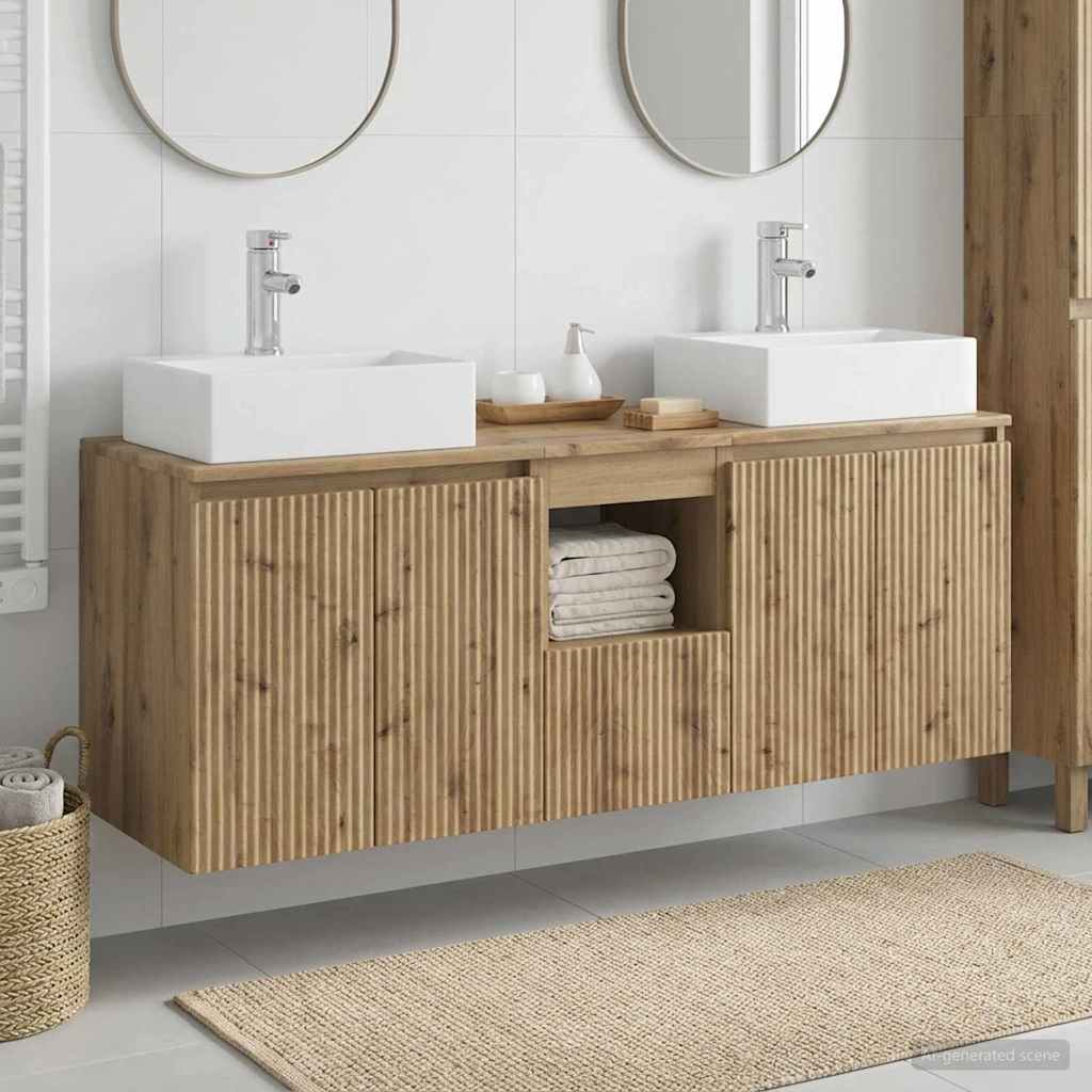 Ensemble d'armoire de salle de bain 3 pc Chêne artisanal