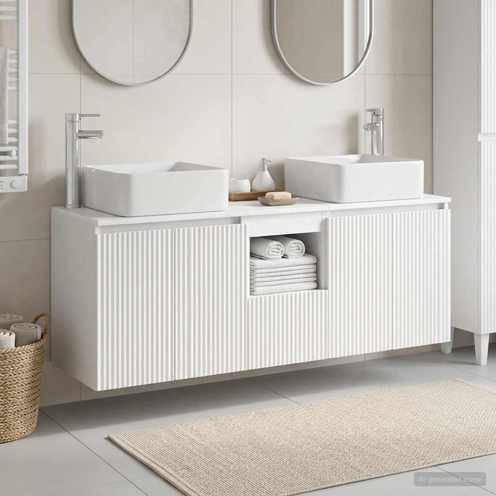 Ensemble d'armoire de salle de bain 3 pc Blanc 53 x 35 x 63 cm