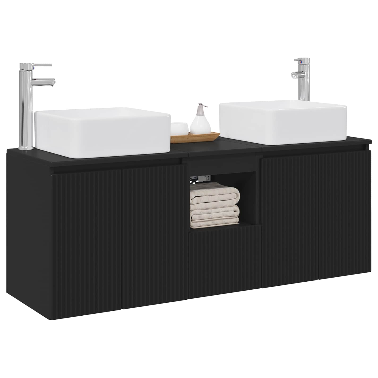 Ensemble d'armoire de salle de bain 3 pc Noir 53 x 35 x 63 cm