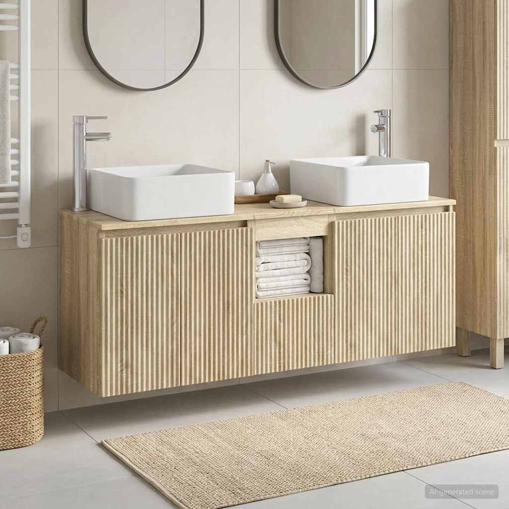 Ensemble d'armoire de salle de bain 3 pc Chêne Sonoma