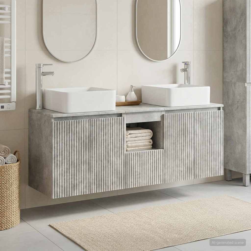 Ensemble d'armoire de salle de bain 3 pc Gris béton