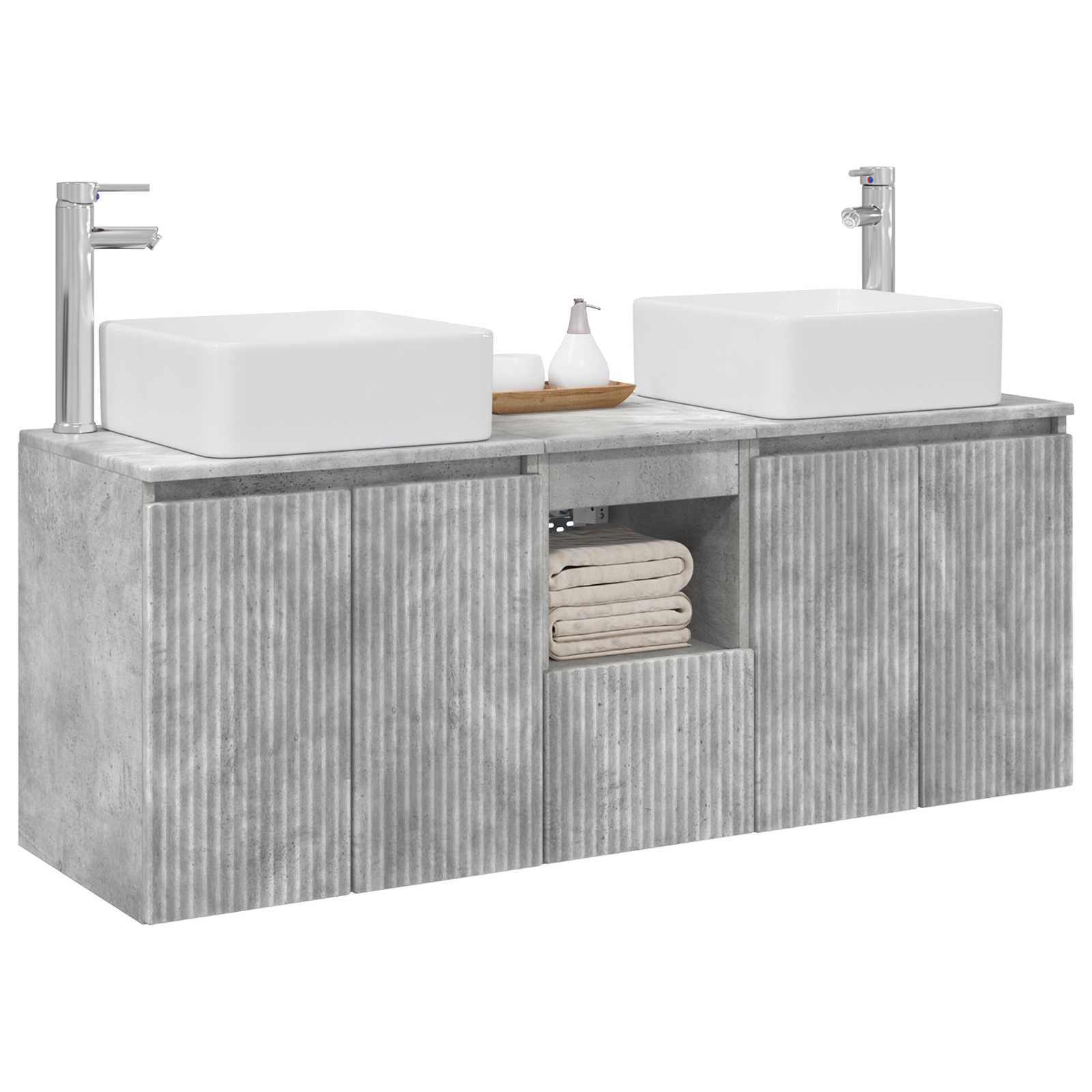 Ensemble d'armoire de salle de bain 3 pc Gris béton
