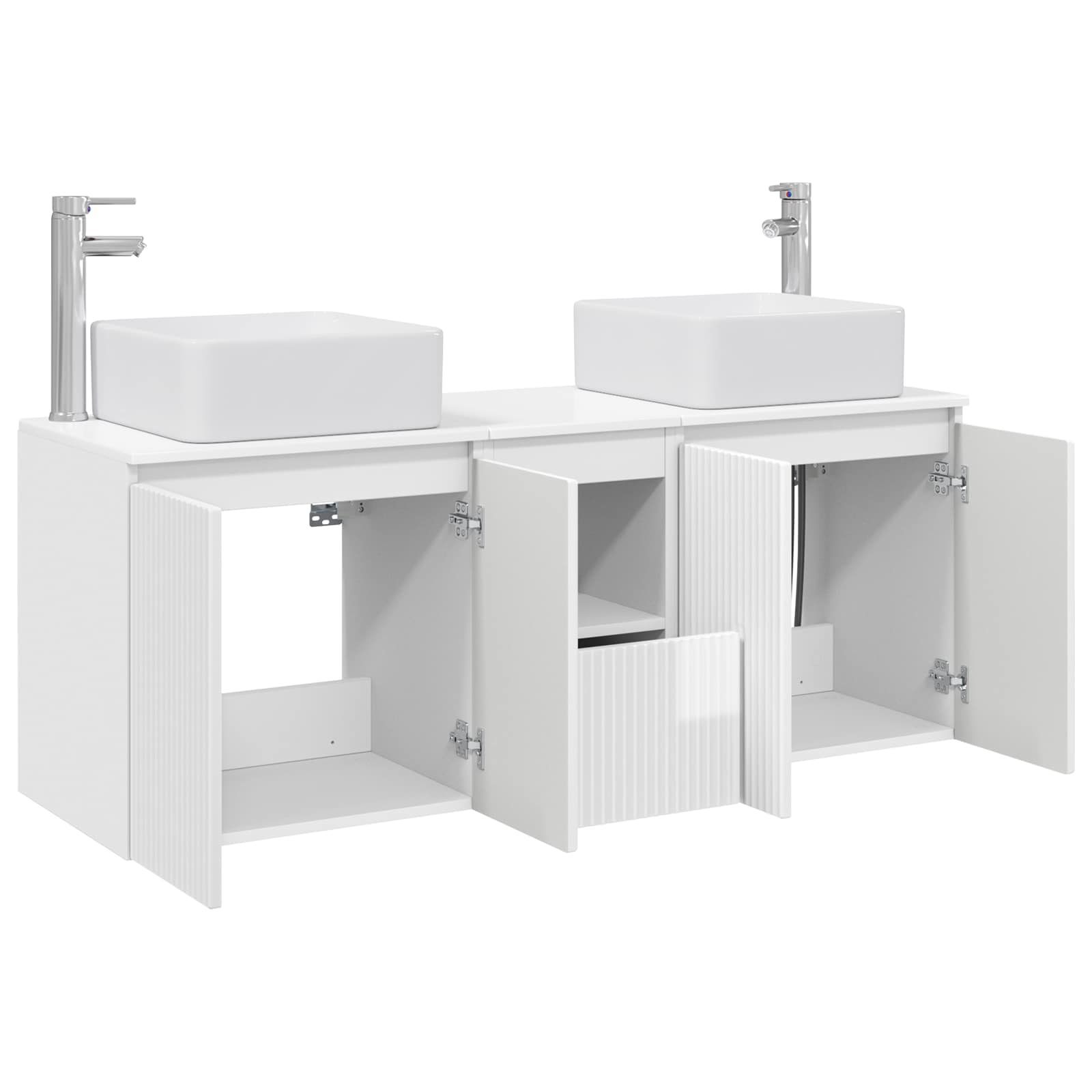 Ensemble d'armoire de salle de bain 3 pc Blanc brillant