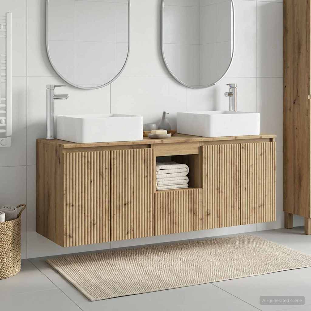 Ensemble d'armoire de salle de bain 3 pc Chêne artisanal
