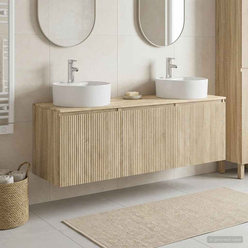 Ensemble d'armoire de salle de bain 3 pc Chêne Sonoma