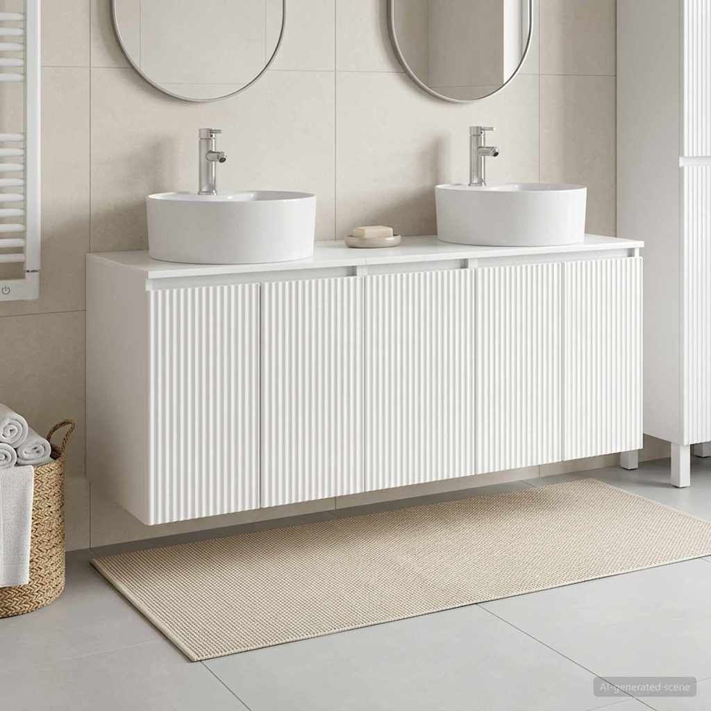 Ensemble d'armoire de salle de bain 3 pc Blanc brillant