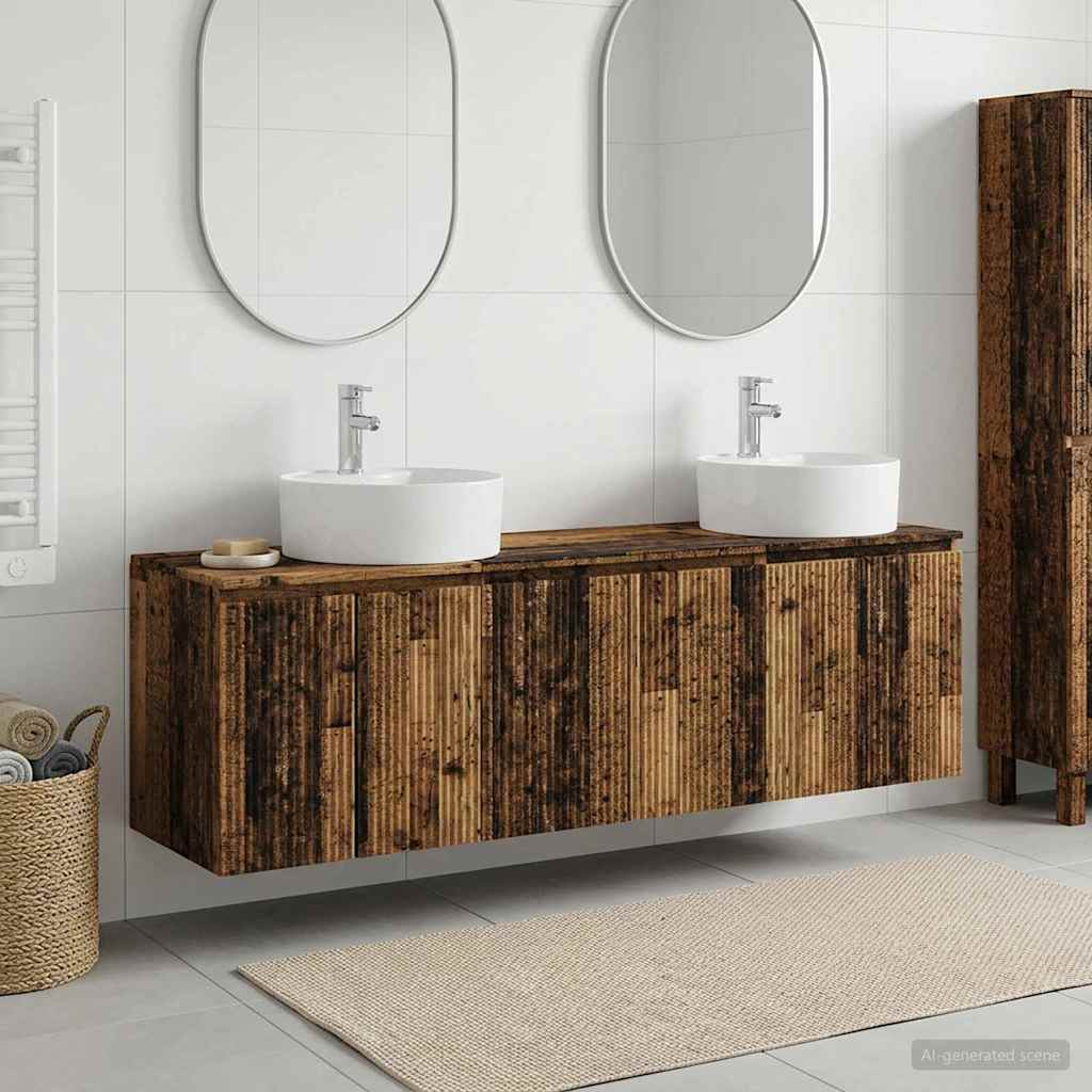 Ensemble d'armoire de salle de bain 3 pc Bois ancien