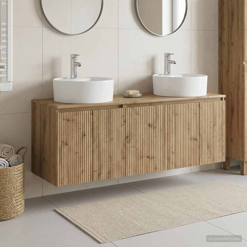 Ensemble d'armoire de salle de bain 3 pc Chêne artisanal